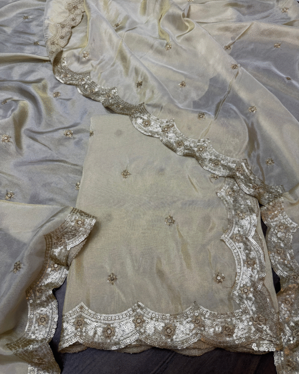 Dyeable Shimmer Tissue Dupatta - Image 2