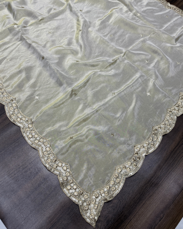 Dyeable Shimmer Tissue Dupatta - Image 2