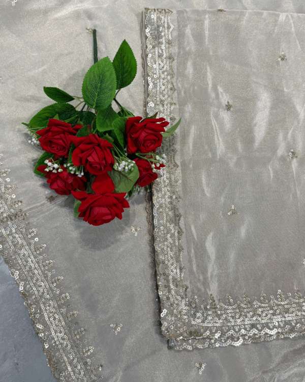 Dyeable Shimmer Tissue Dupatta - Image 2