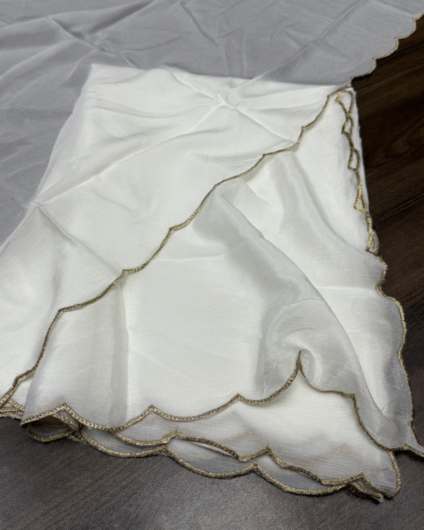 Dyeable Pure Chinon Plain Scalping Dupatta - Image 2