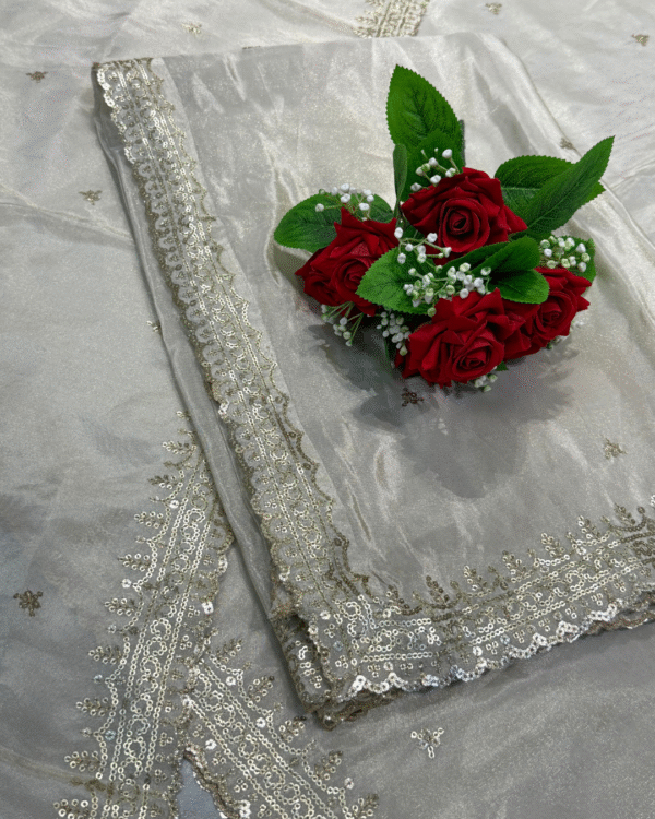Dyeable Shimmer Tissue Dupatta - Image 3